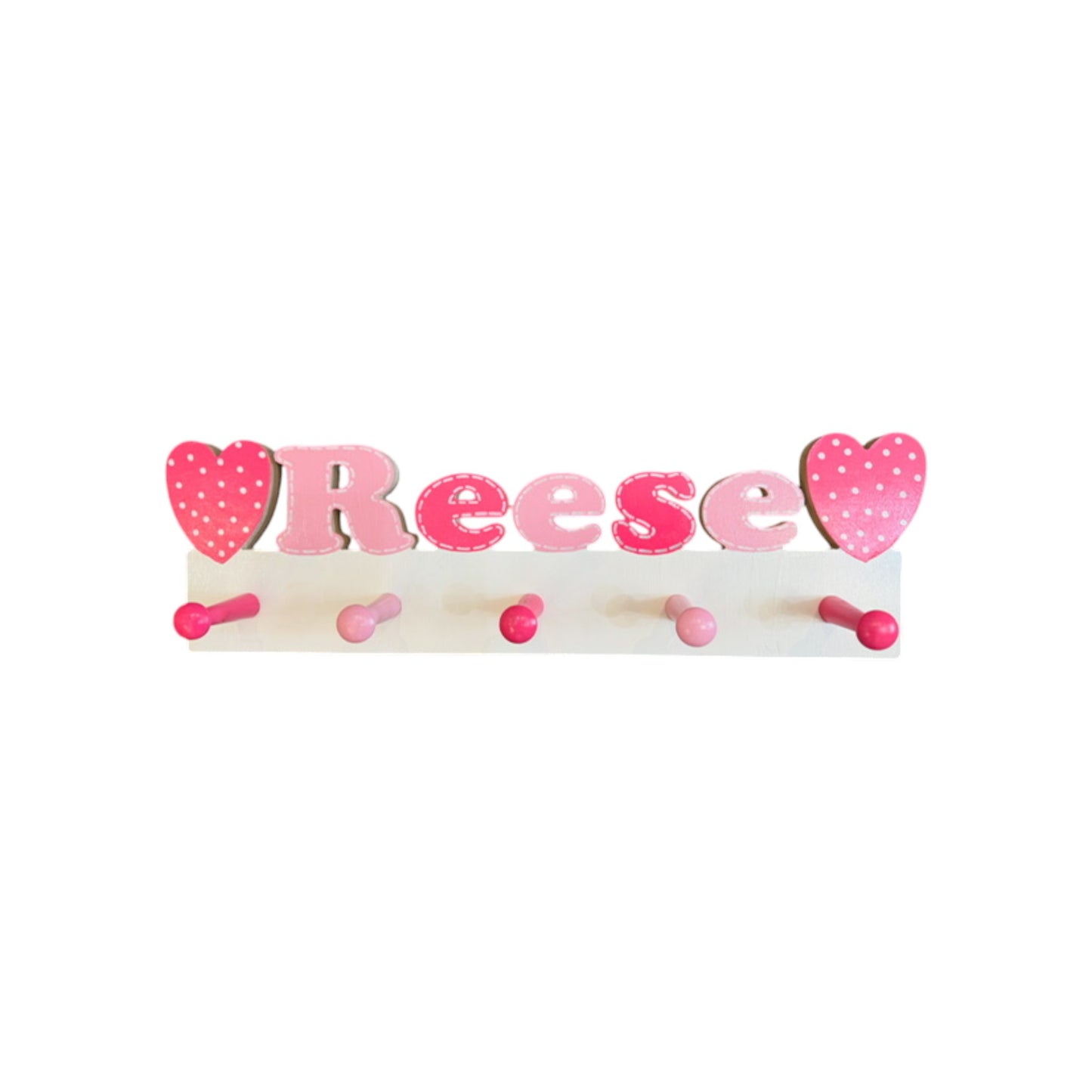 Reese Cut Out Name with Hearts Wall Rack with Pegs