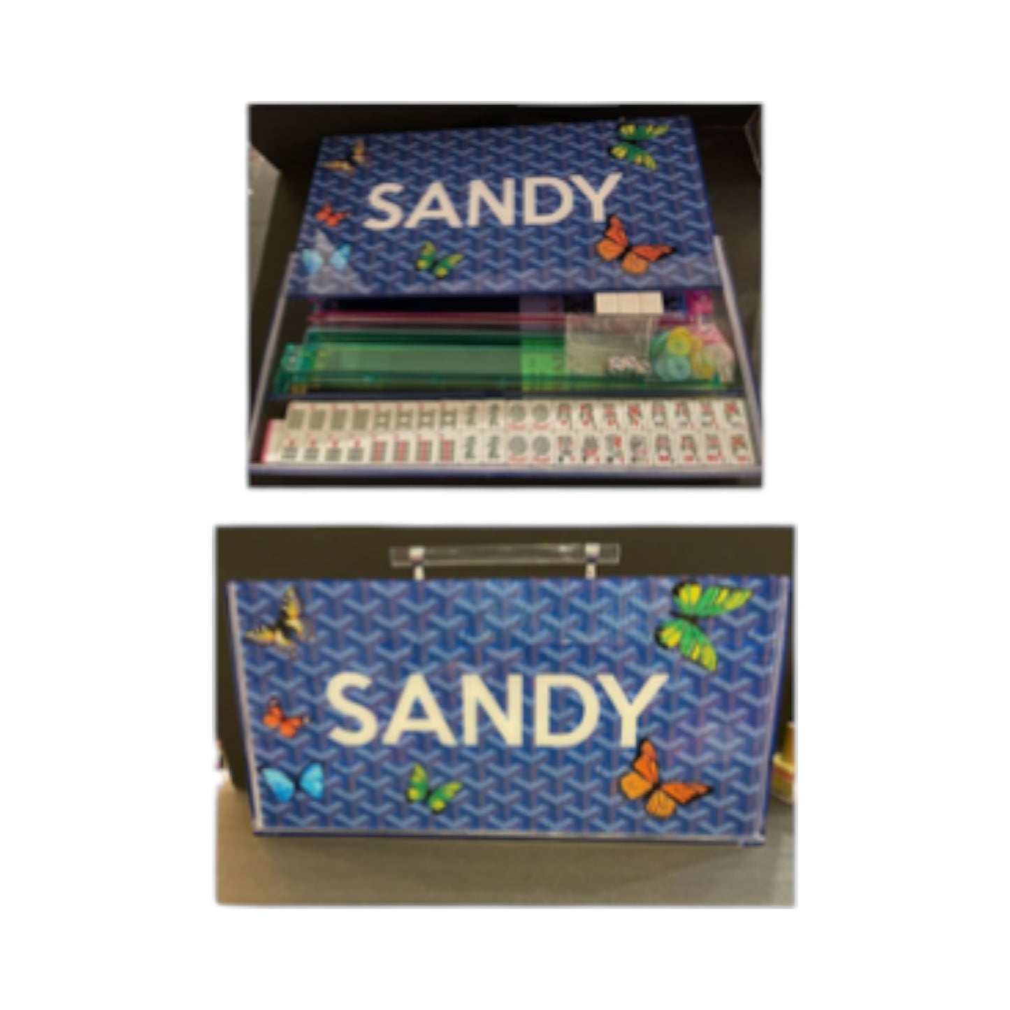 Sandy Butterfly Design Lucite Mah Jongg Set!
