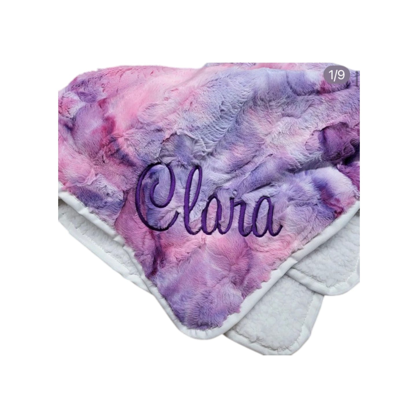 Clara Pink/Purple Tie Dye Minky/Sherpa Blanket