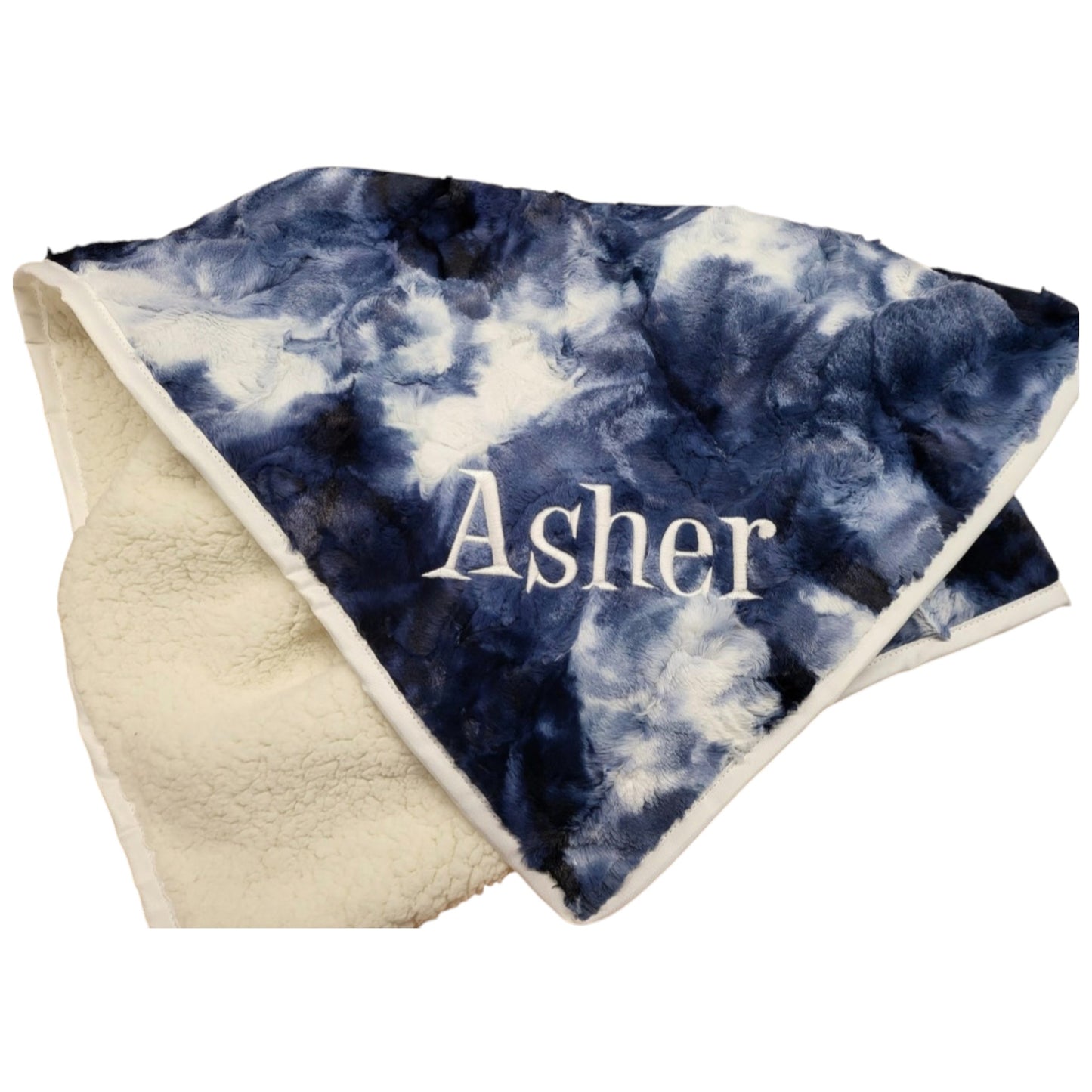 Asher Blue Tie Dye Minky/Sherpa Blanket
