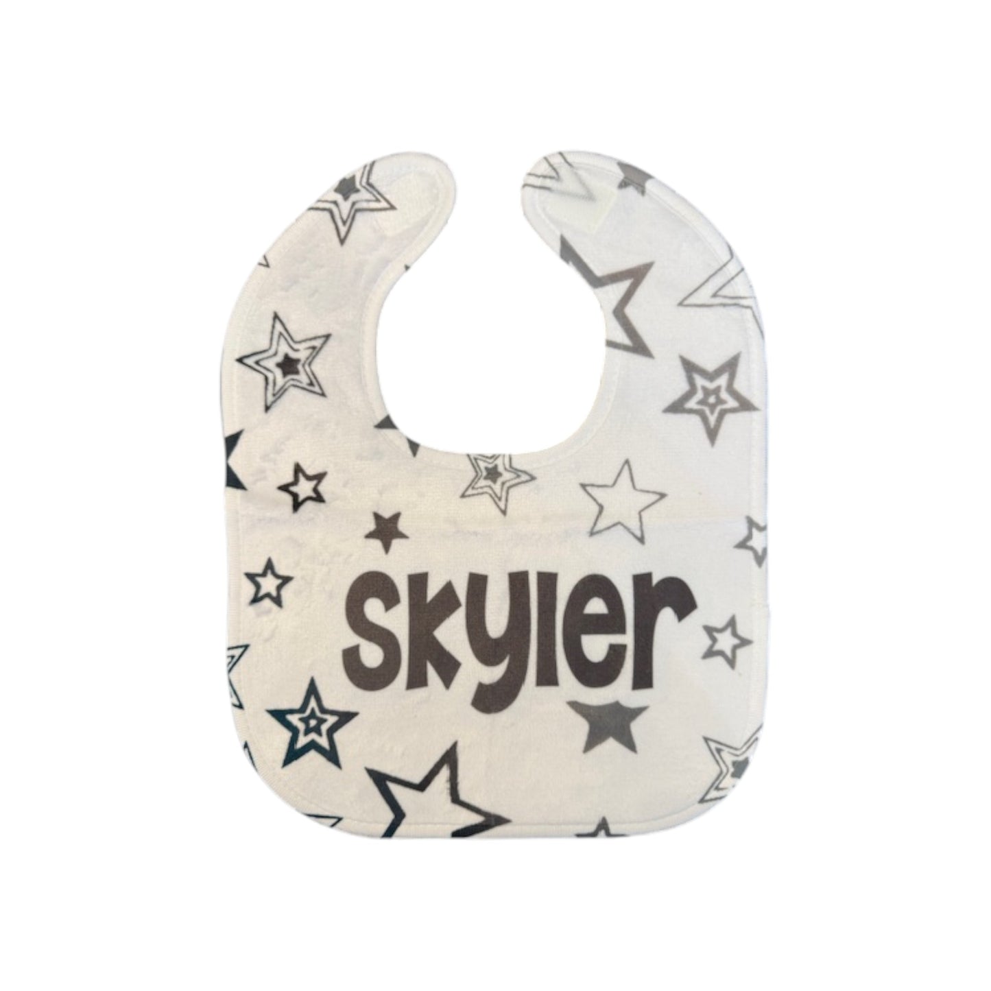 Skyler Black/Greys Stars Theme Bib