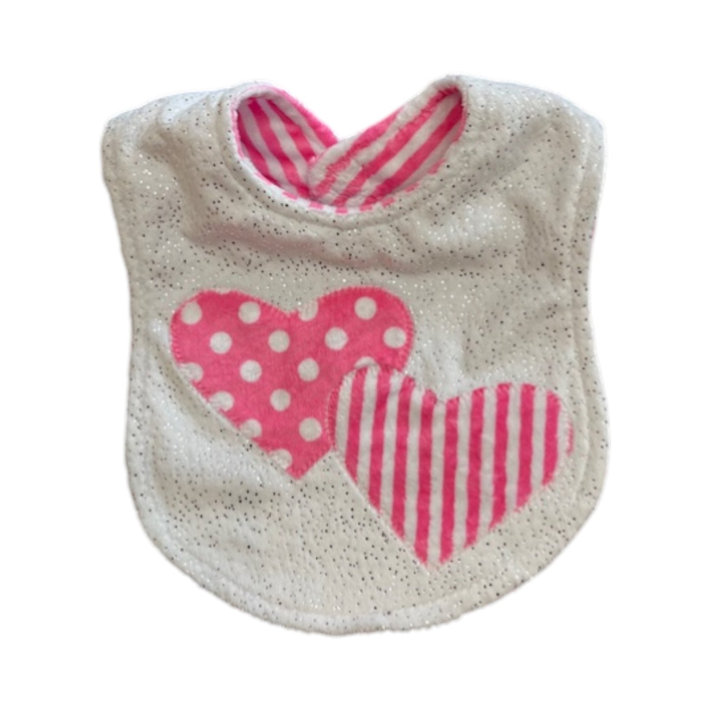 Double Pinks Hearts Minky Bib