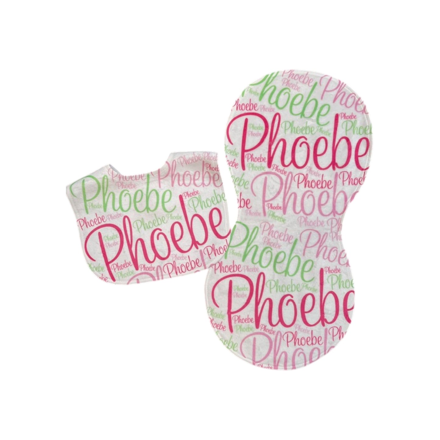 Phoebe Scattered Names Bib & Burp set