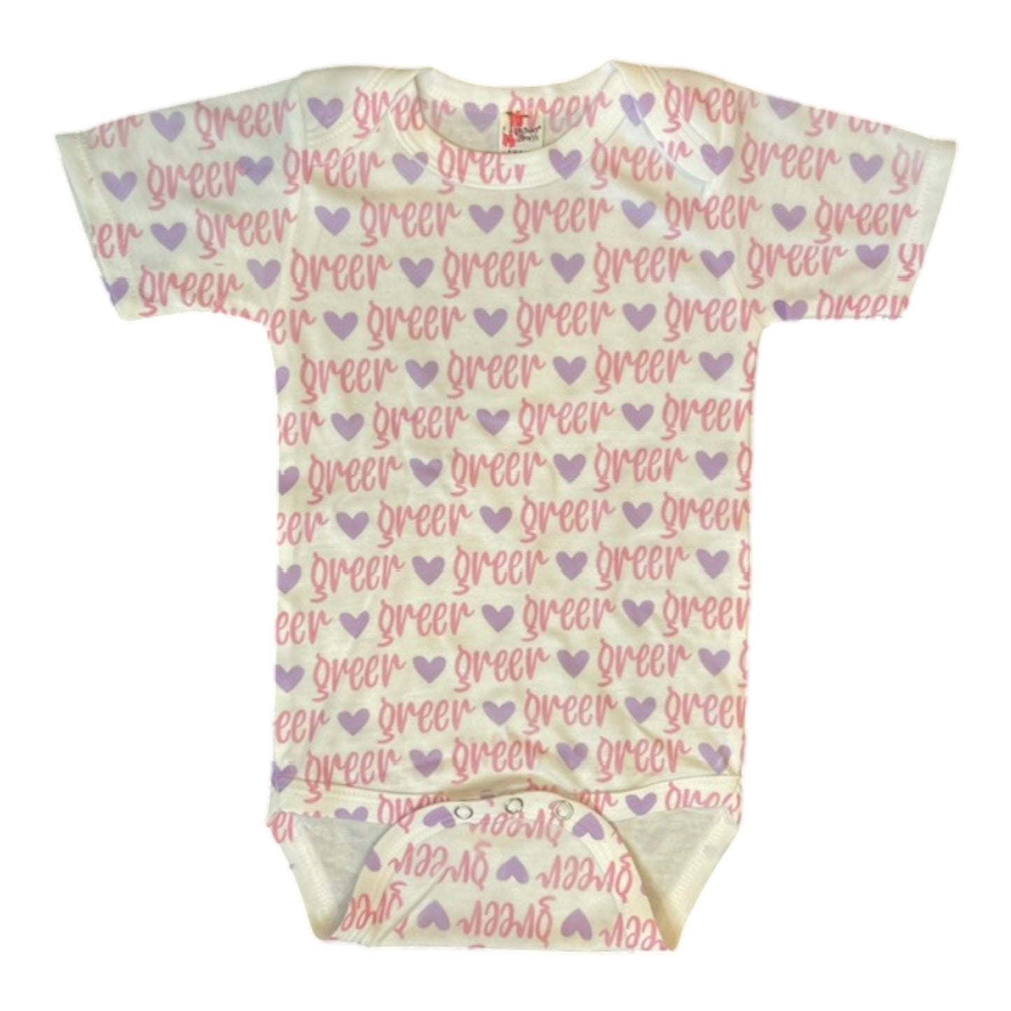 Greer Personalized Repeating Name Theme Onesie