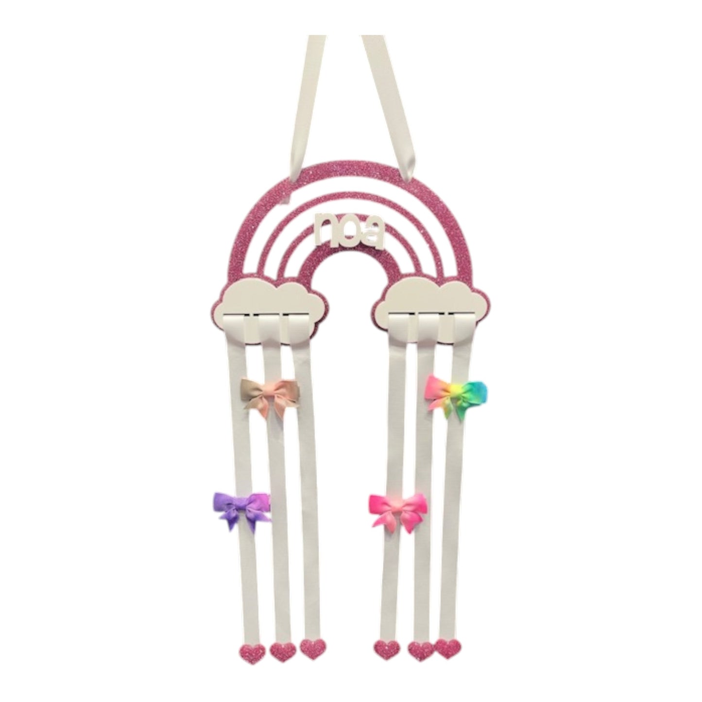 Noa Personalized Lucite Rainbow Design Barrette Holder