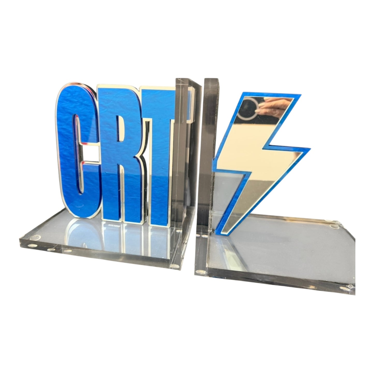 CRT/Lightning Bolt Lucite Bookends