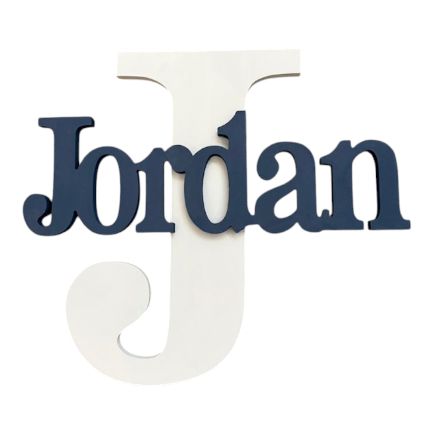 Jordan Light Grey/Navy Blue Personalized Initial/Name Wall Plaque
