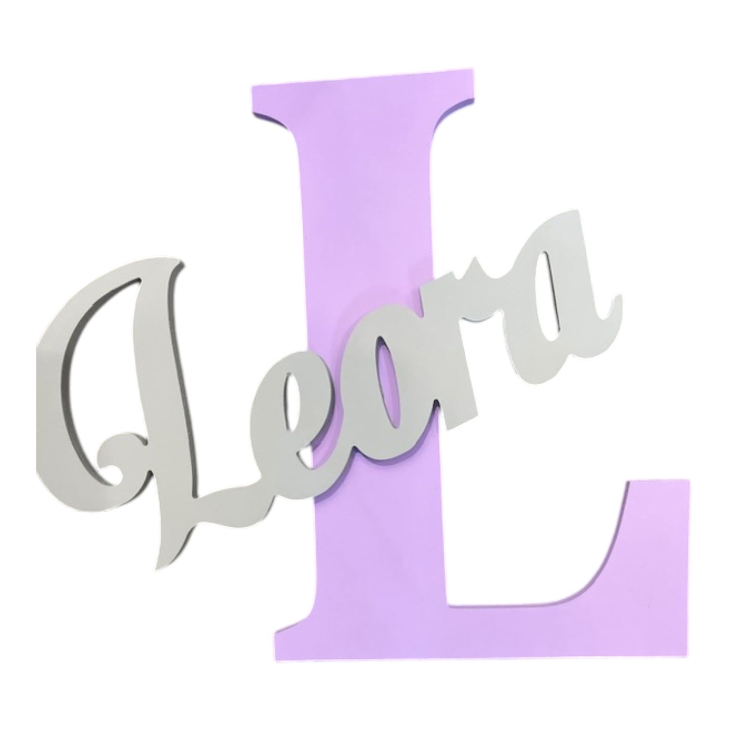 Leora Lavendar/Light Grey Personalize Initial/Name Wall Plaque