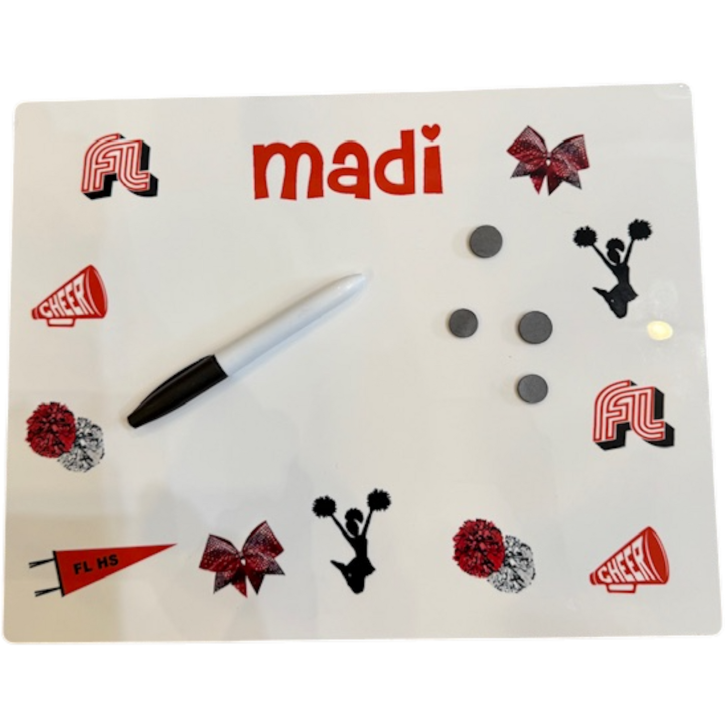 Madi Cheerleader Theme Magnetic and Wipe Off Board