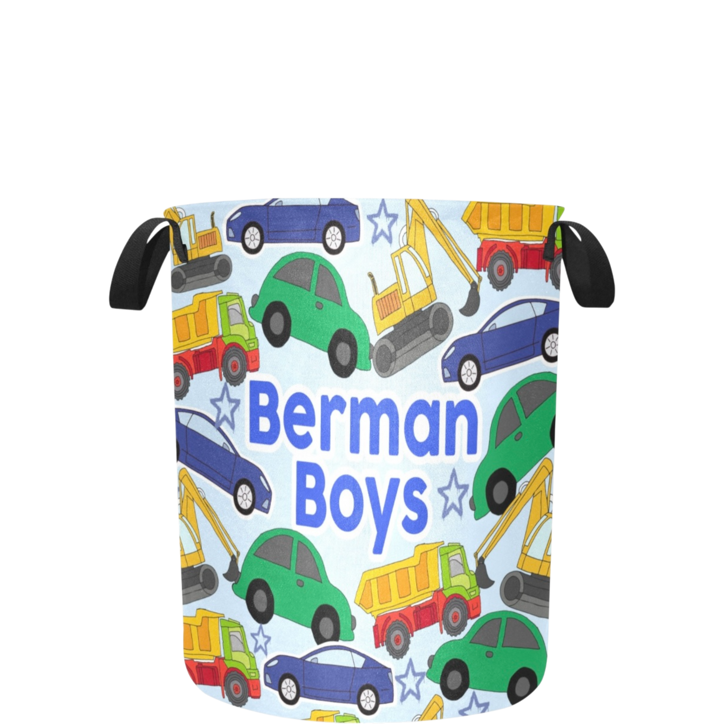 Berman Boys Cars /Trucks Personalized Canvas Storage Hamper/Toy BIn