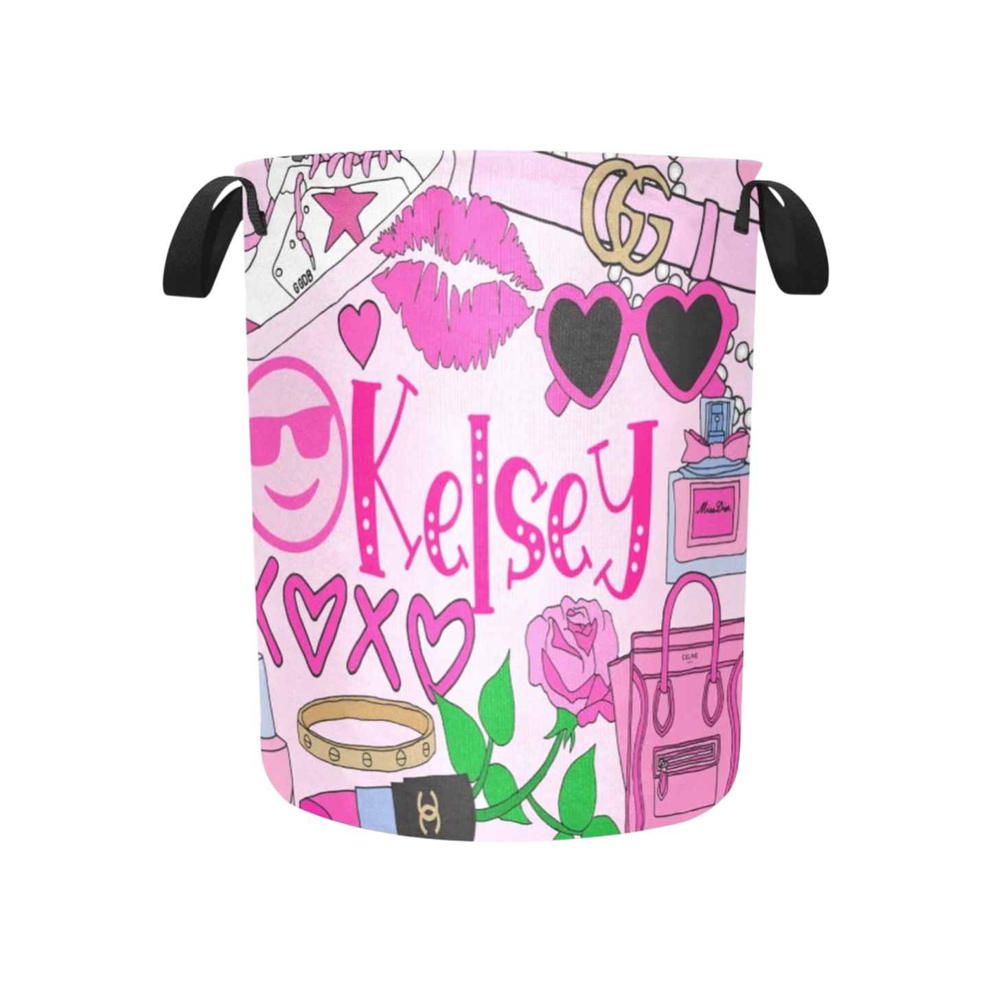 Kelsey Girly a theme Personalized Canvas Storage Toy/Hamper Bin
