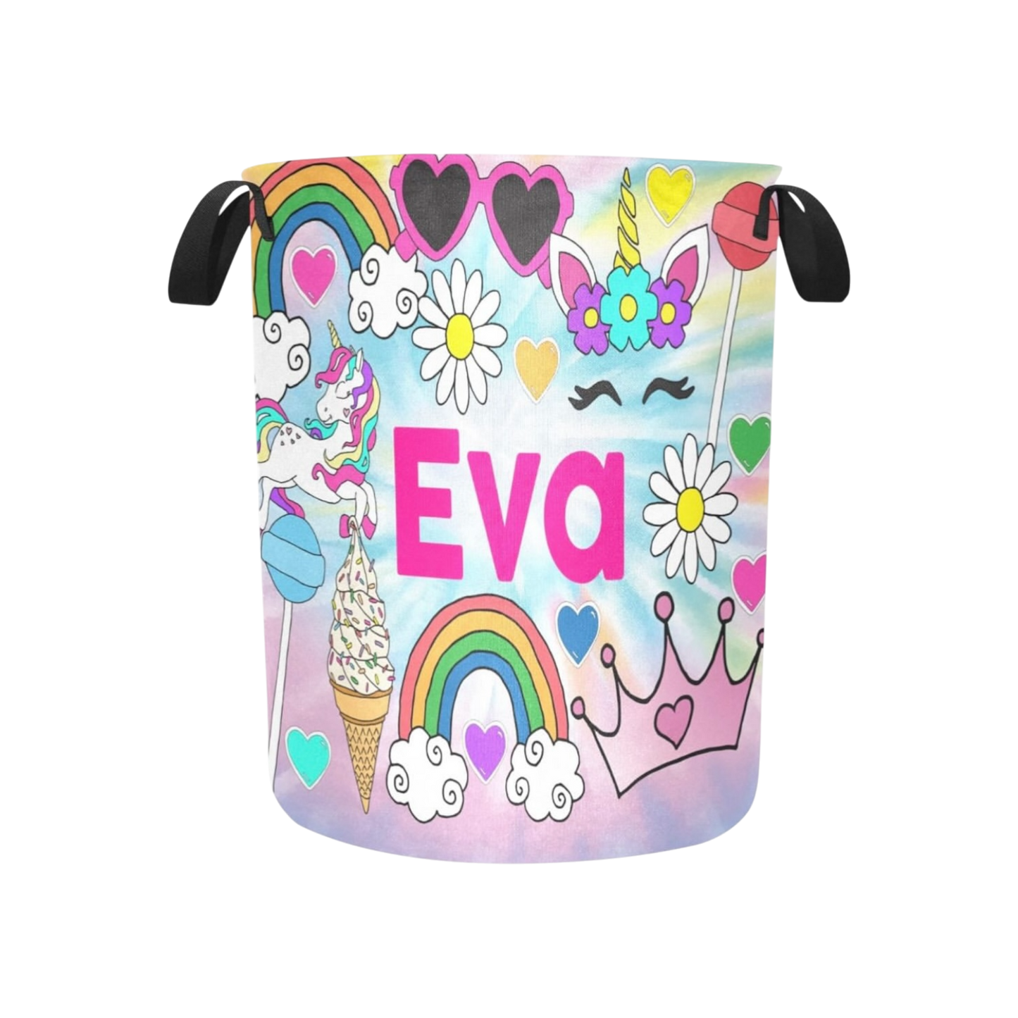 Eva Girly Theme Personalized Canvas Storage Toy/Hamper Bin