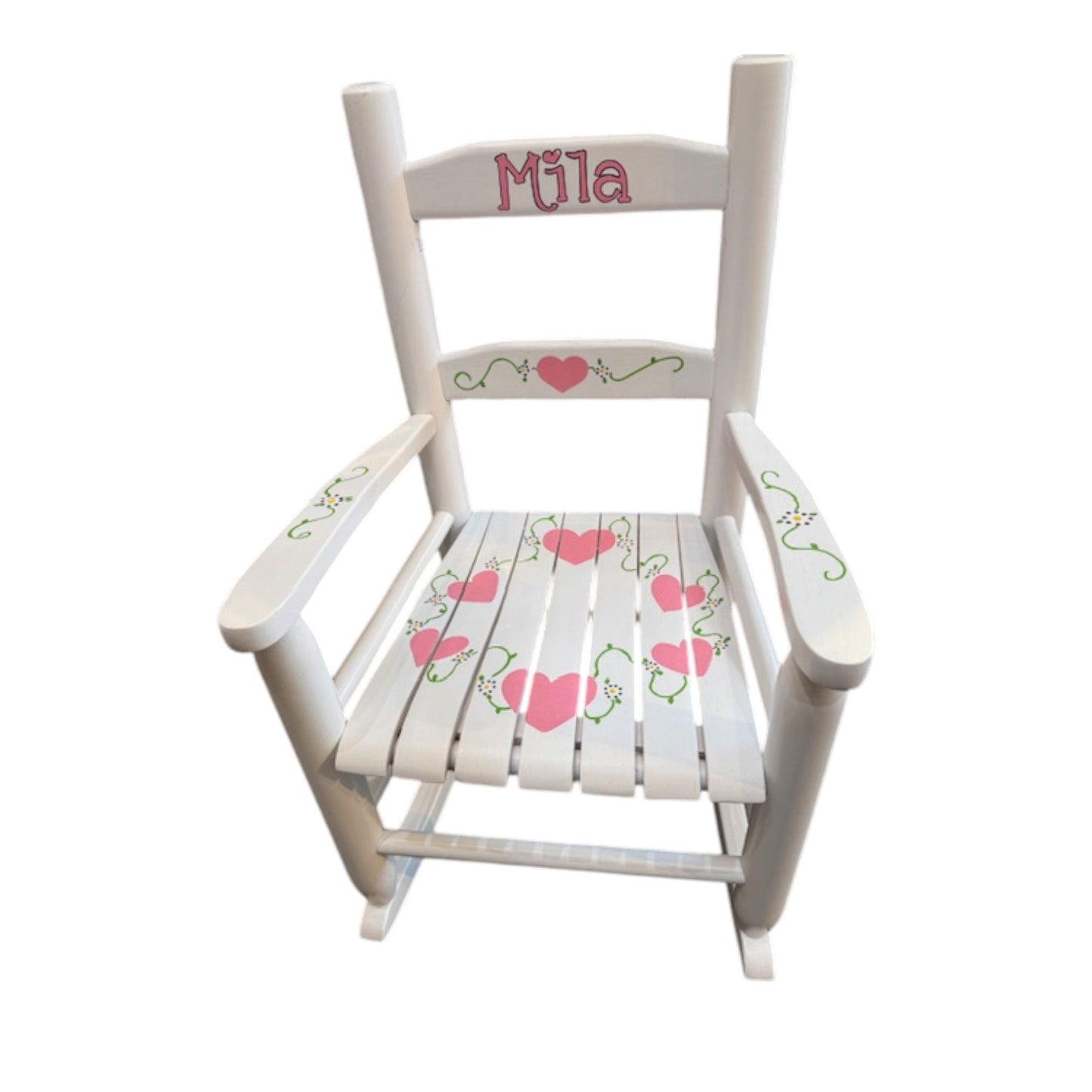 Mila Heart/Flower Vines Wood Rocking Chair