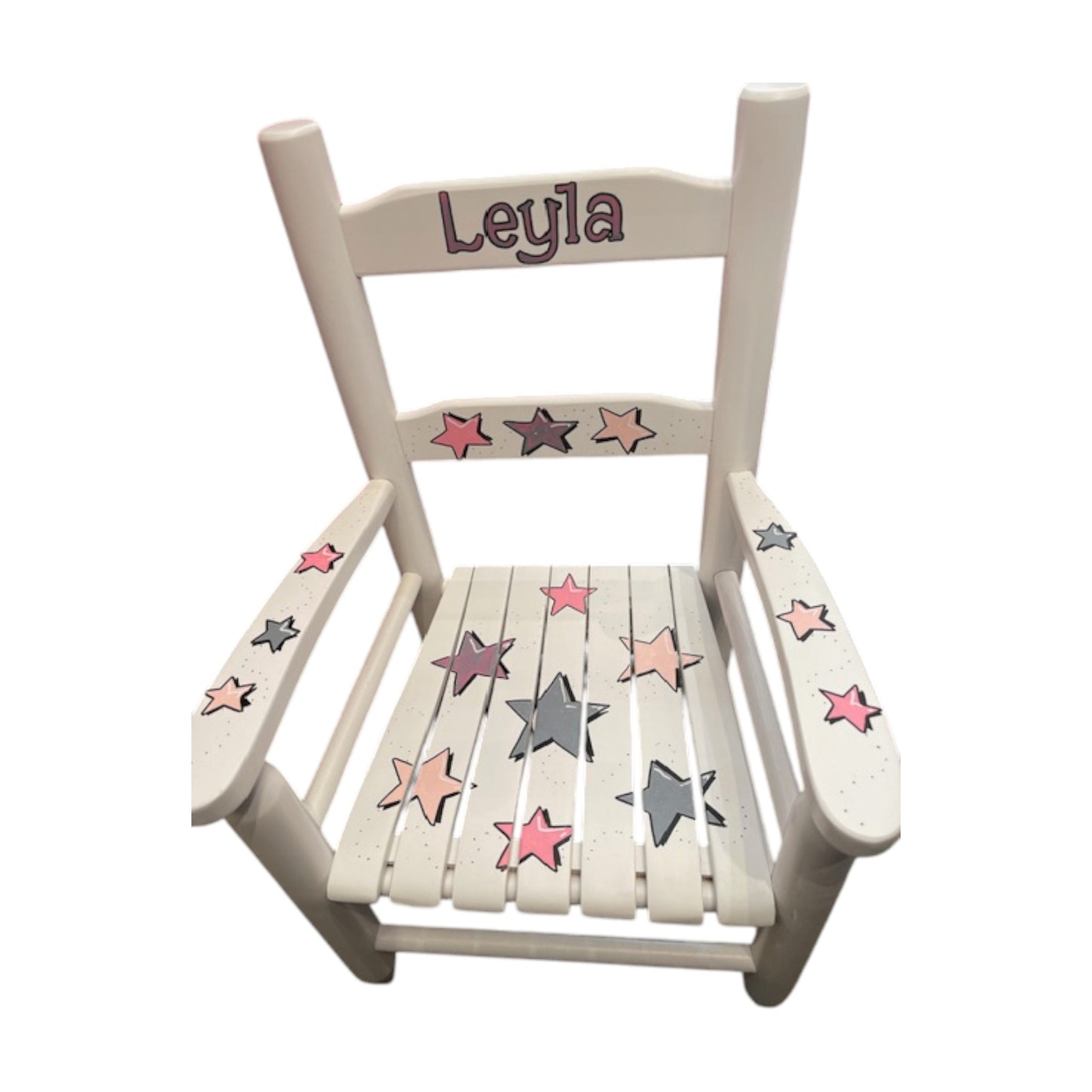 Leyla Pinks/Grey Stars Theme Wood Rocking Chair