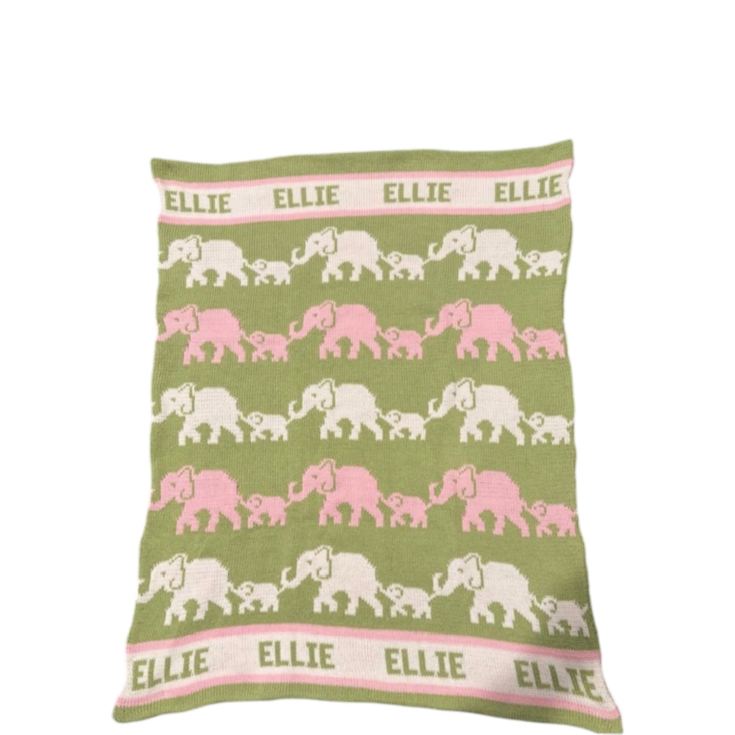 Ellie Elephants Personalized Cotton Knit Blanket
