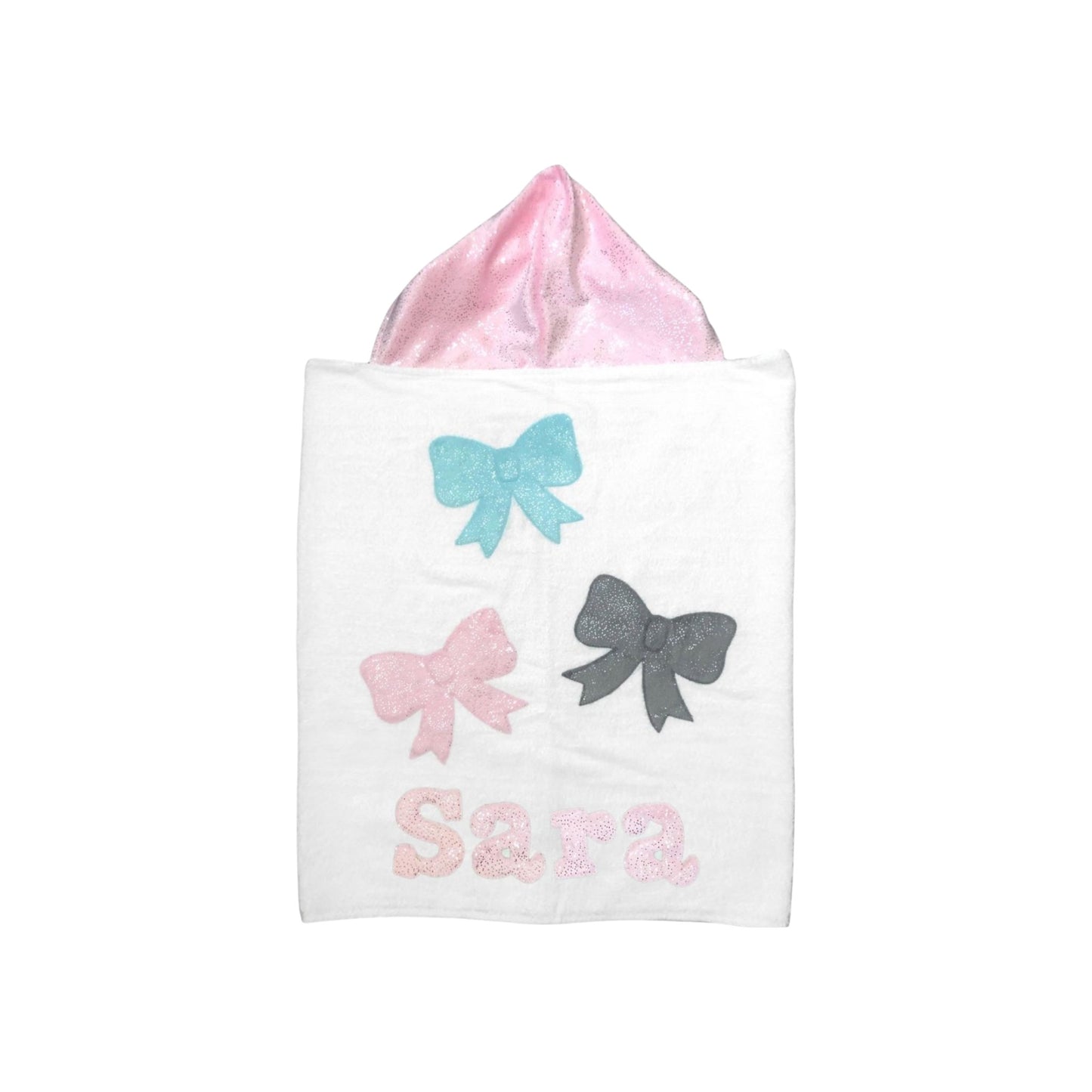Sara Minky Bows Design Hooded Towel