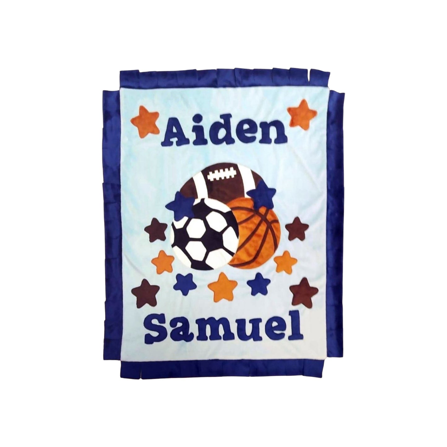 Aiden Sports Theme Personalized Minky Blanket