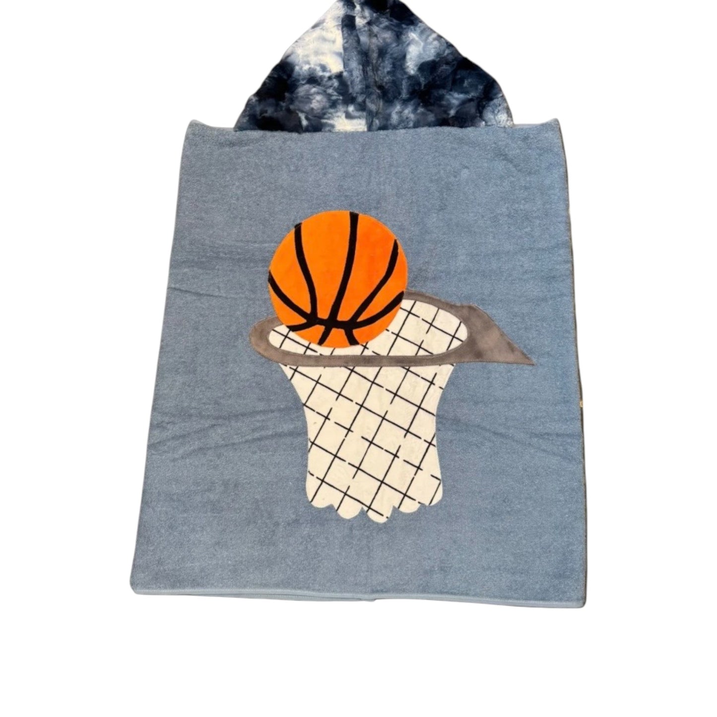 Minky Basketball/Hoop Design Hooded Towel