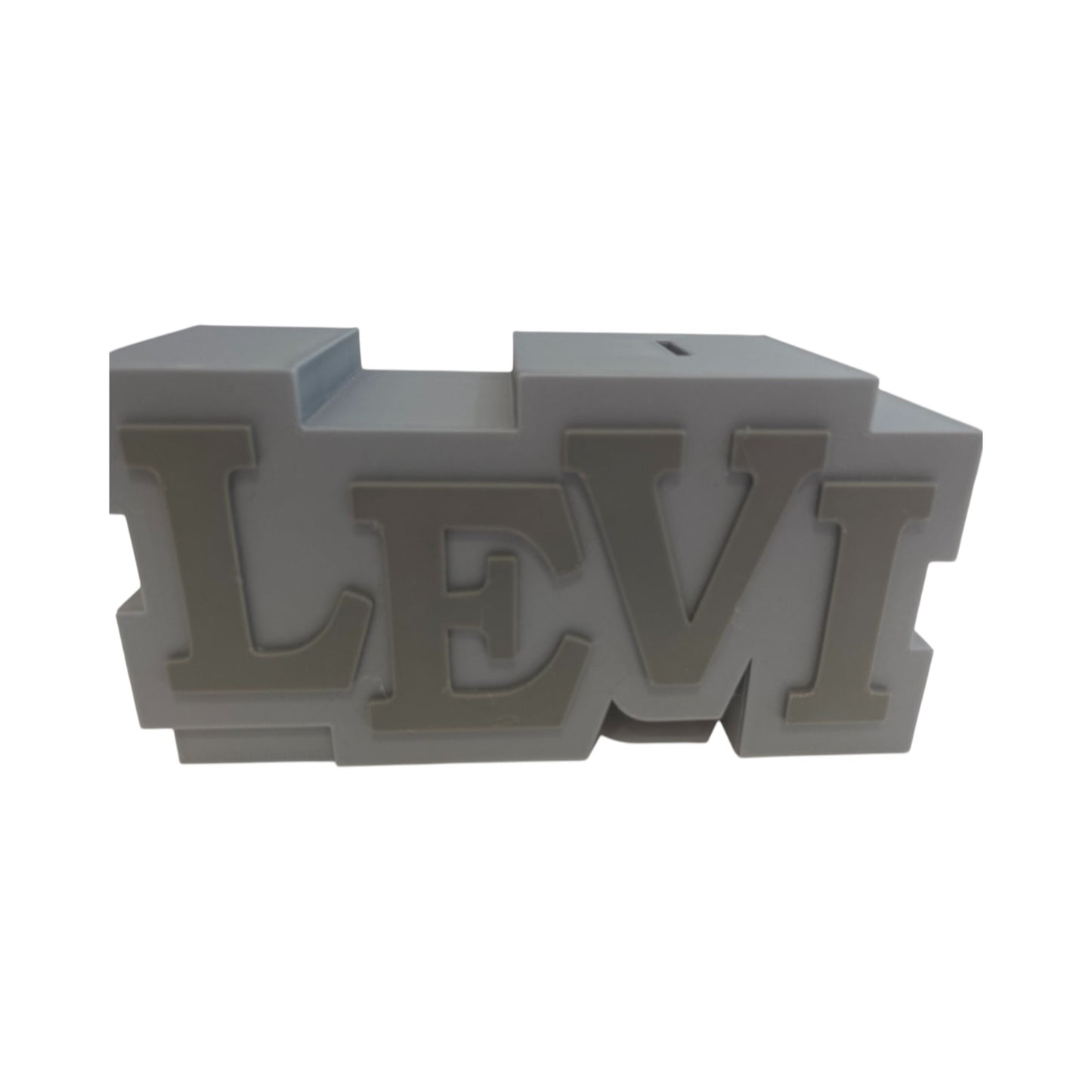 Levi 3D Personalized Plastic Name Bank