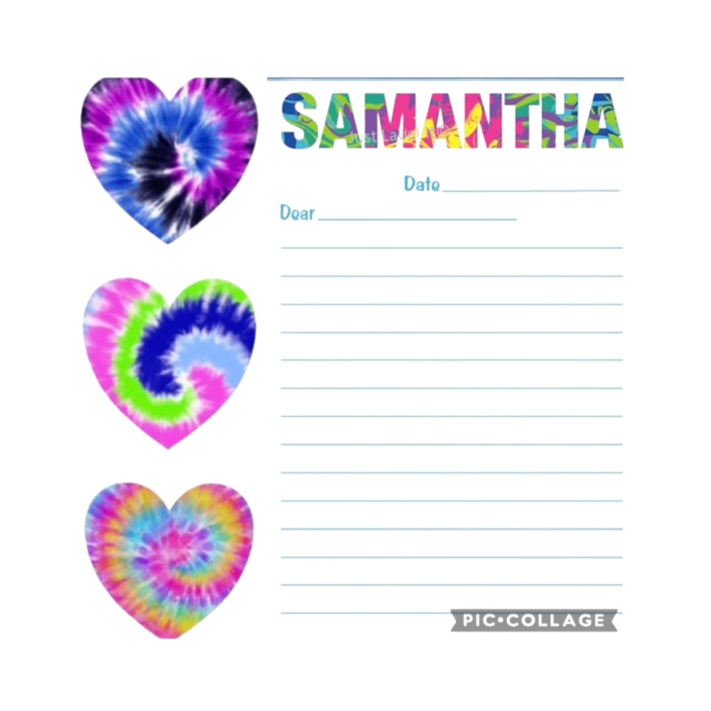 SAMANTHA Tie Dye Name Design Stationery