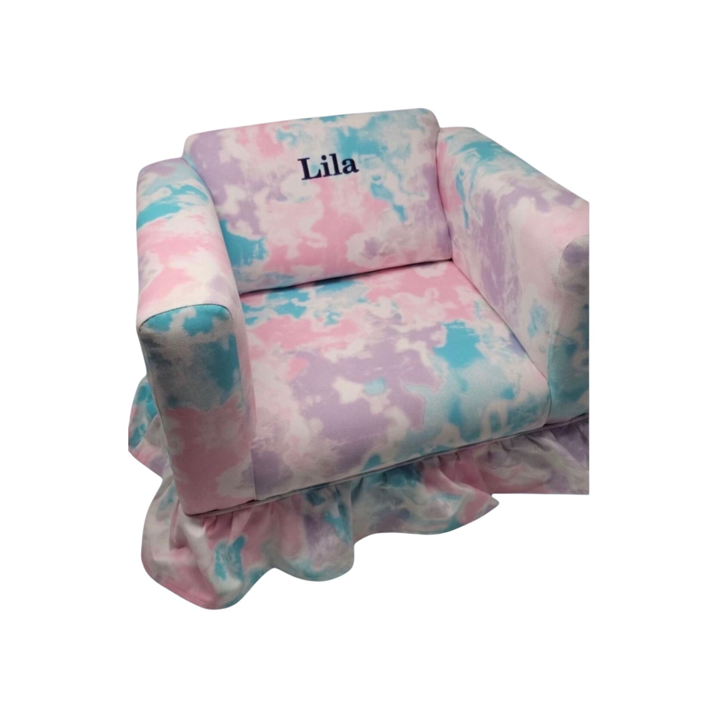 Lila Pink/Lavendar Tie Dye Look Club Chair with Ruffle