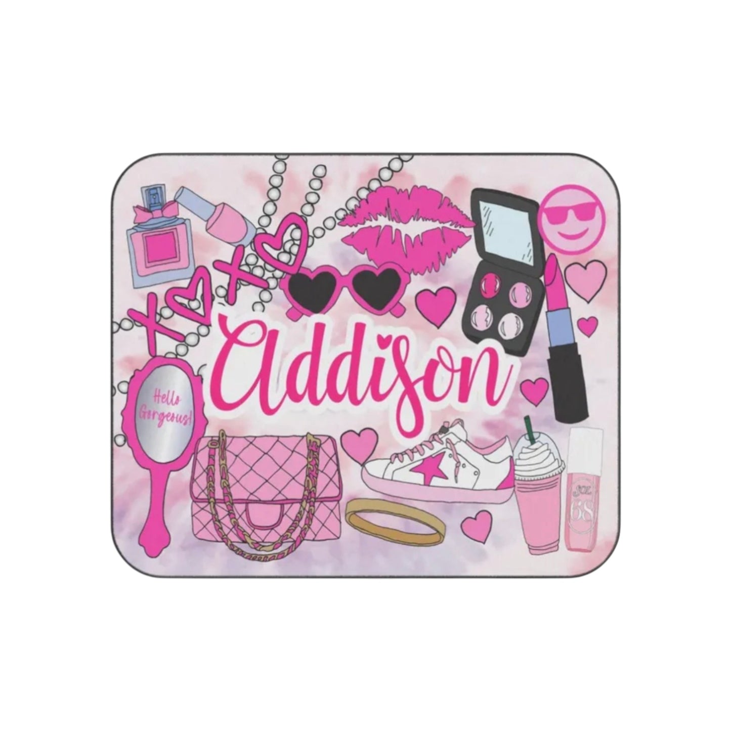 Addison Girly Theme Personalized Floor Mat