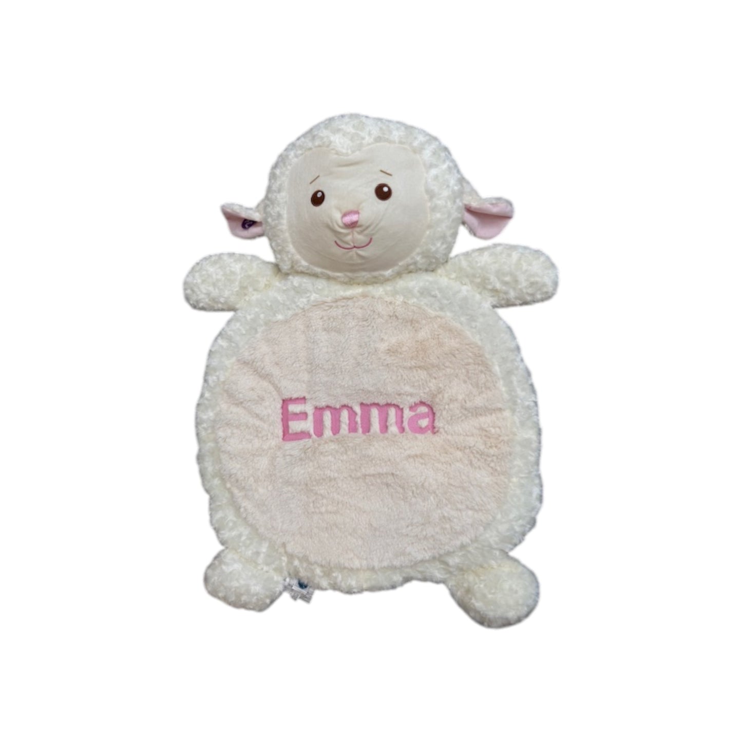 Emma Hot Pink Embroidered Name Sheep Tummy Time Mat