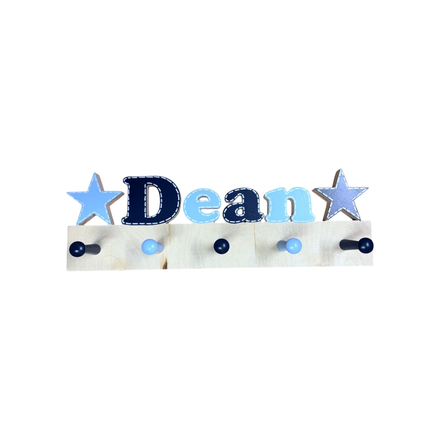Dean Cut Out Name with Stars Wall Rack with Pegs