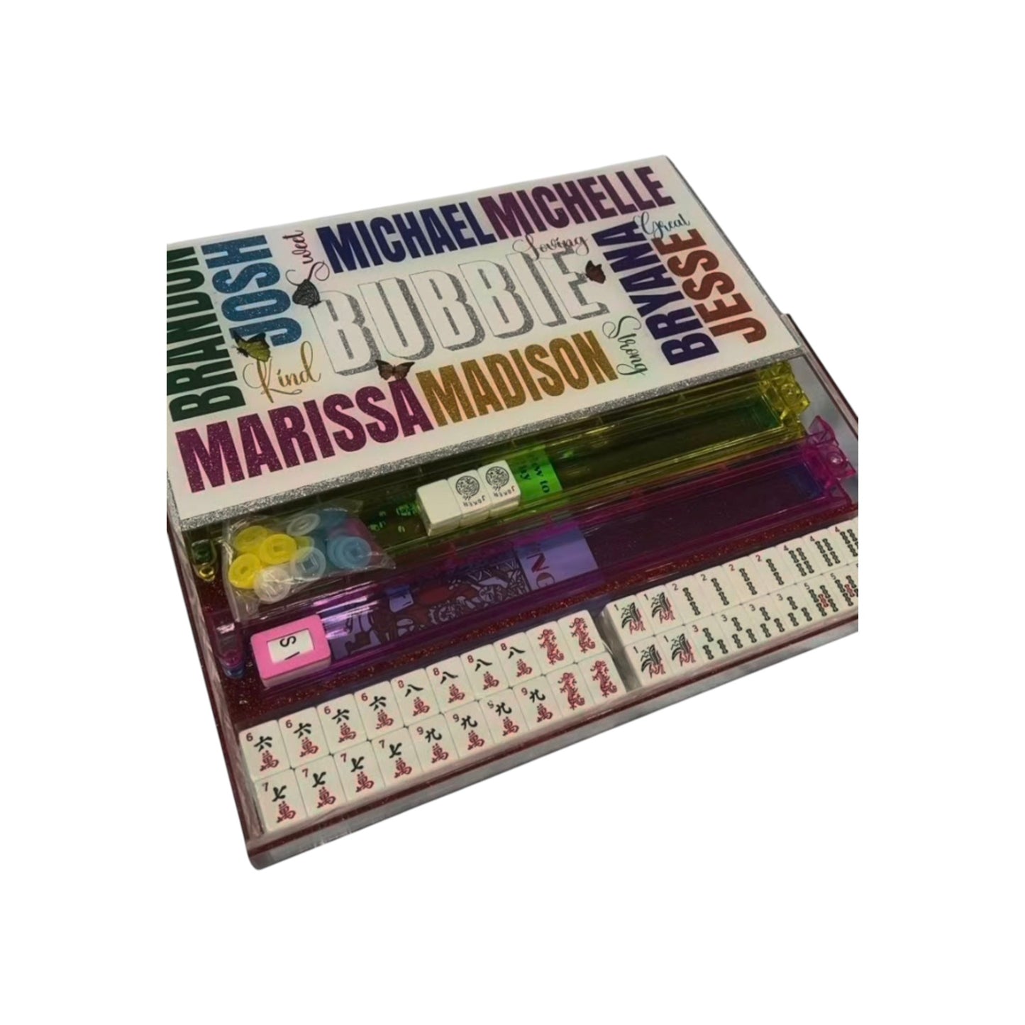 Bubbie Family Names Design Lucite Mah Jongg Set!