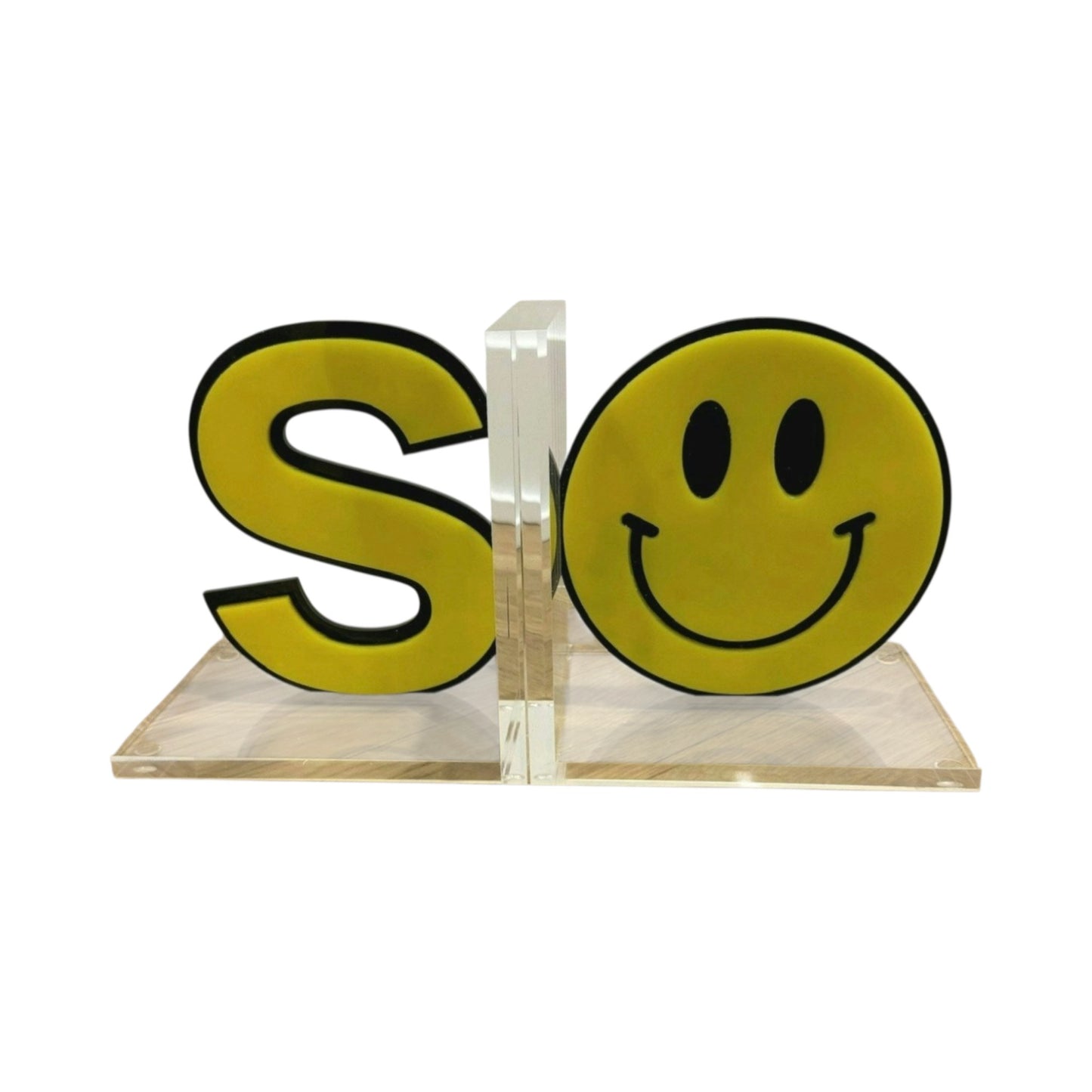 InitialS/Happy Face Lucite Bookends
