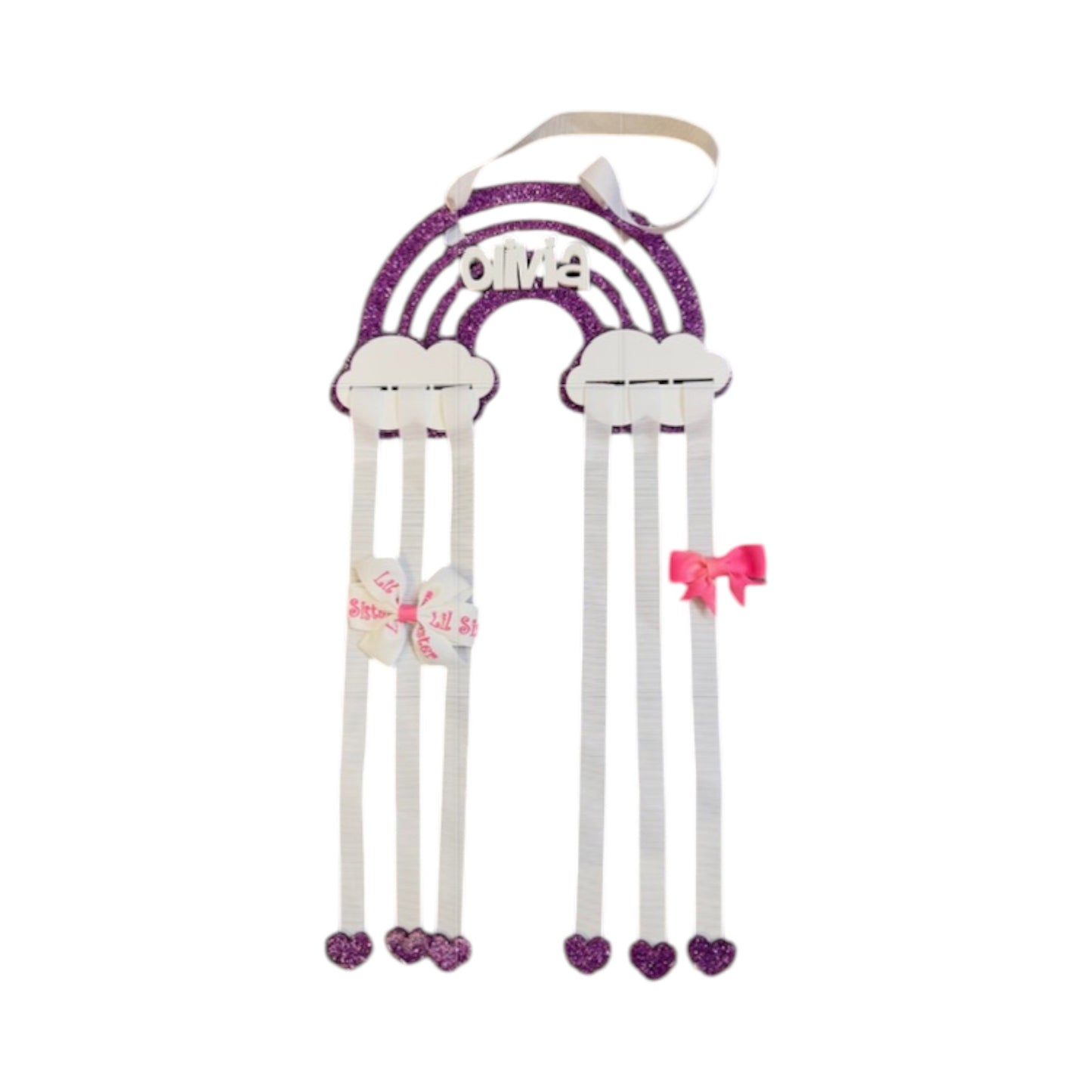 Olivia Personalized Lucite Rainbow Barrette Holder