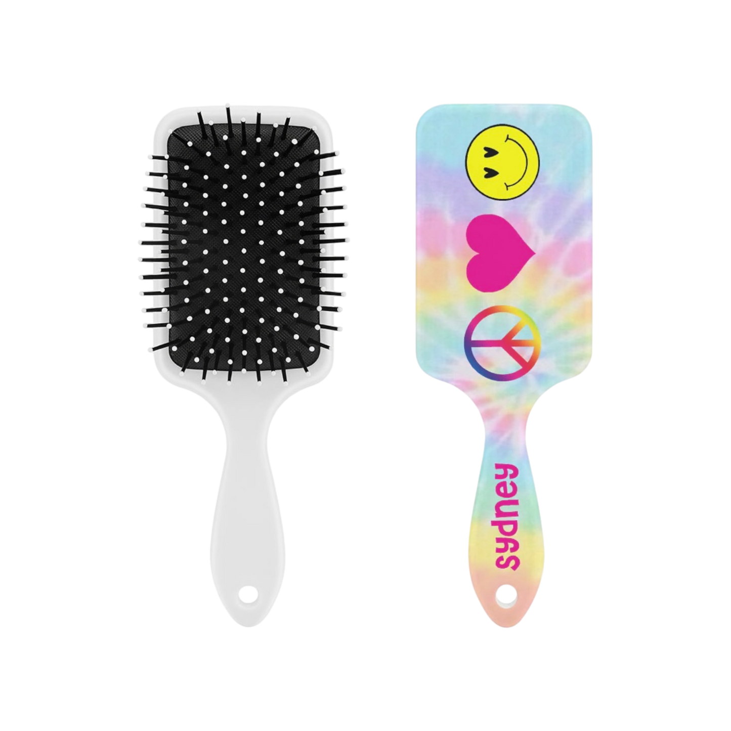 Sydney Peace/Heart/Smiley Face Personalized Hair Brush