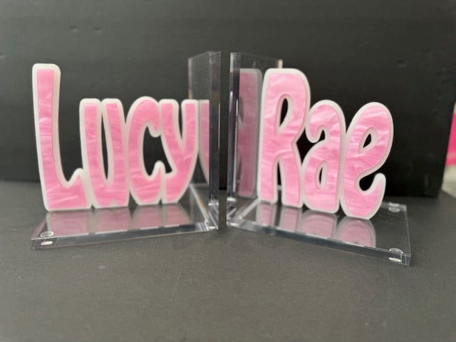 Lucy Rae Personalized Lucite Bookends