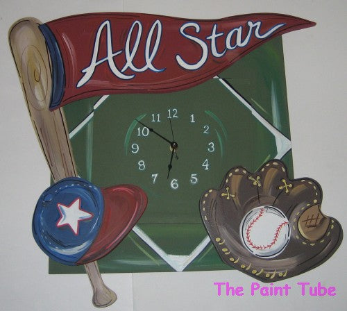 All Star 3D Baseball Theme Clock