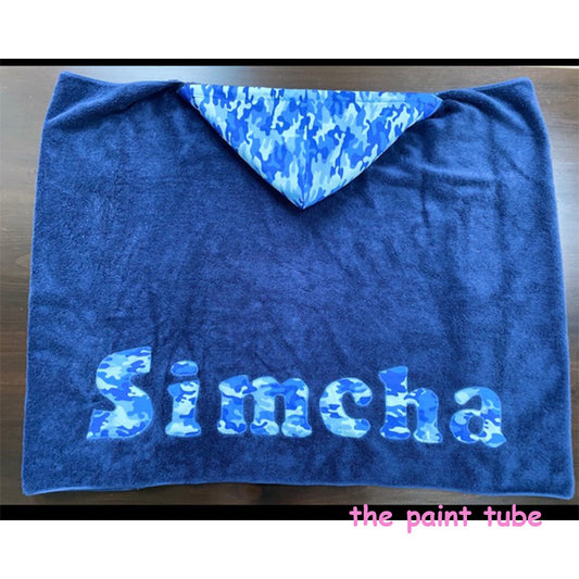 Simcha Blues Camo Fabric Toddler Hooded Towel