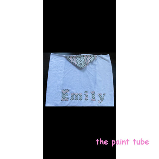 Emily Pink/Grey/White Chevron Toddler Hooded Towel