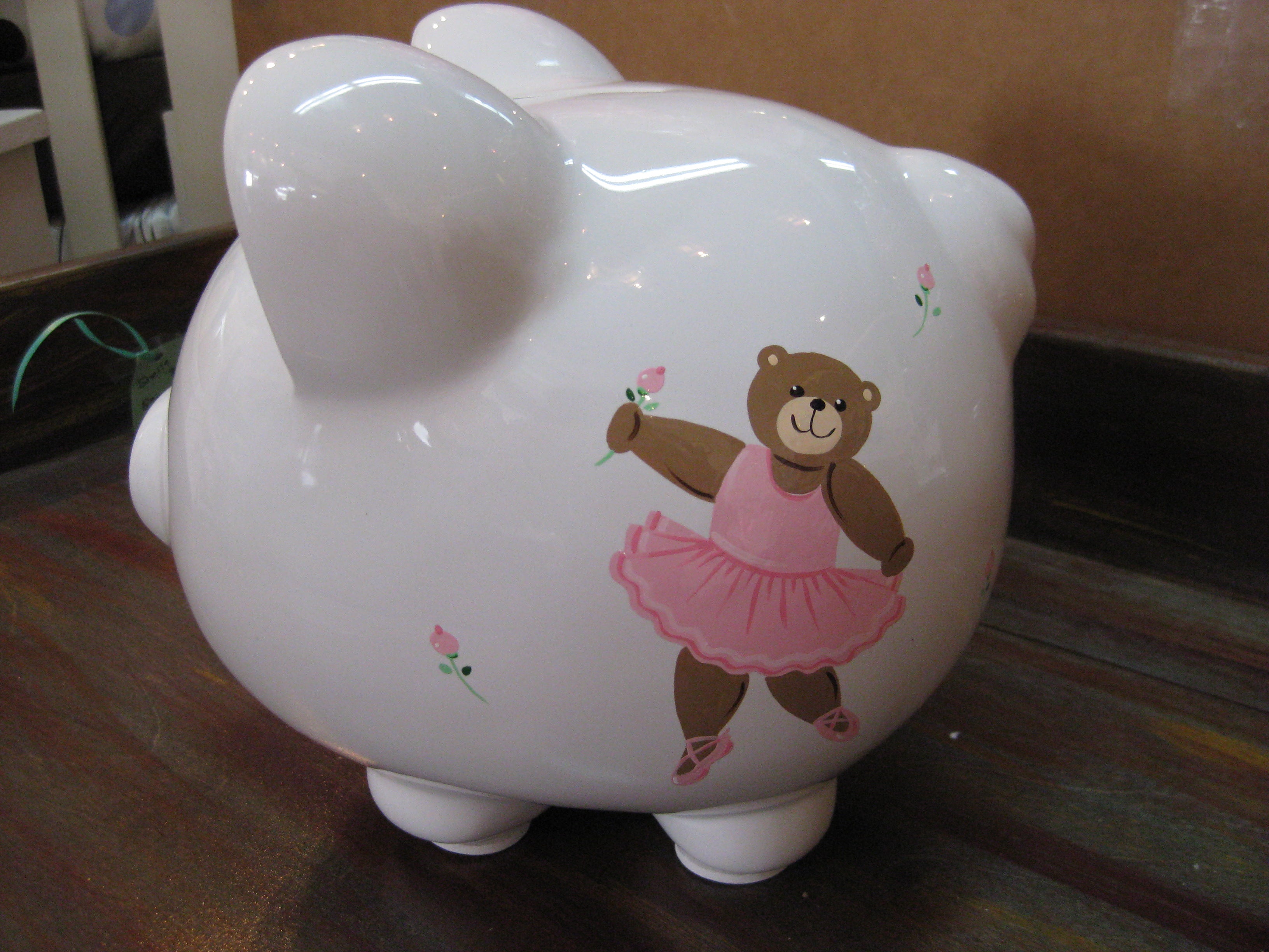 Ballerina Bear Design Ceramic Piggy Bank