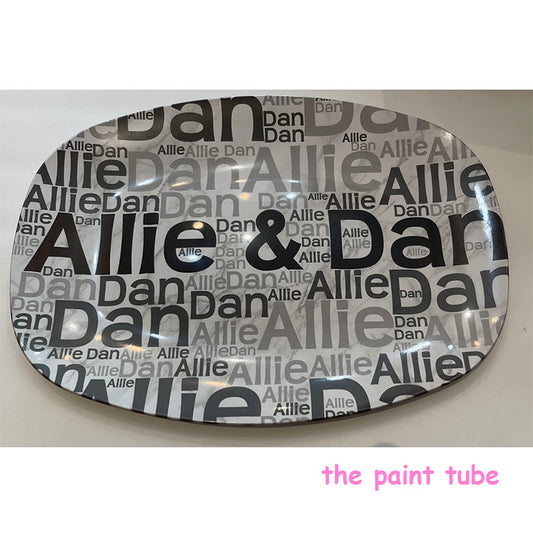 Allie &amp; Dan Multi Name Microwaveable/Diswasher Safe Platter