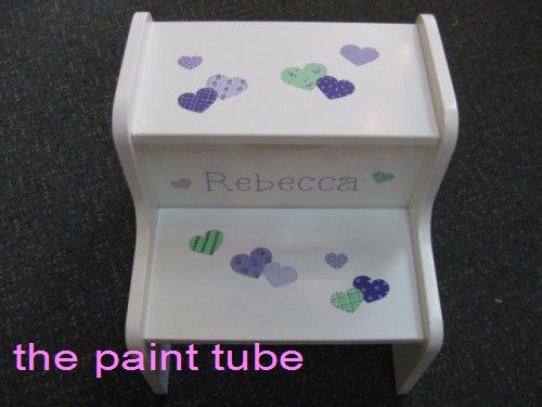 Rebecca Patchwork Hearts Design White 2 Step Up Stool