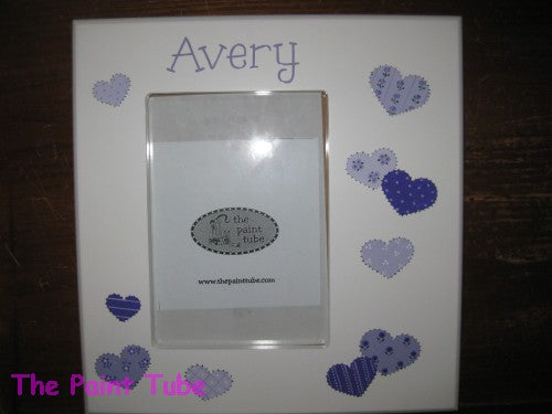 Avery Patchwork Hearts Theme on White Side Frame