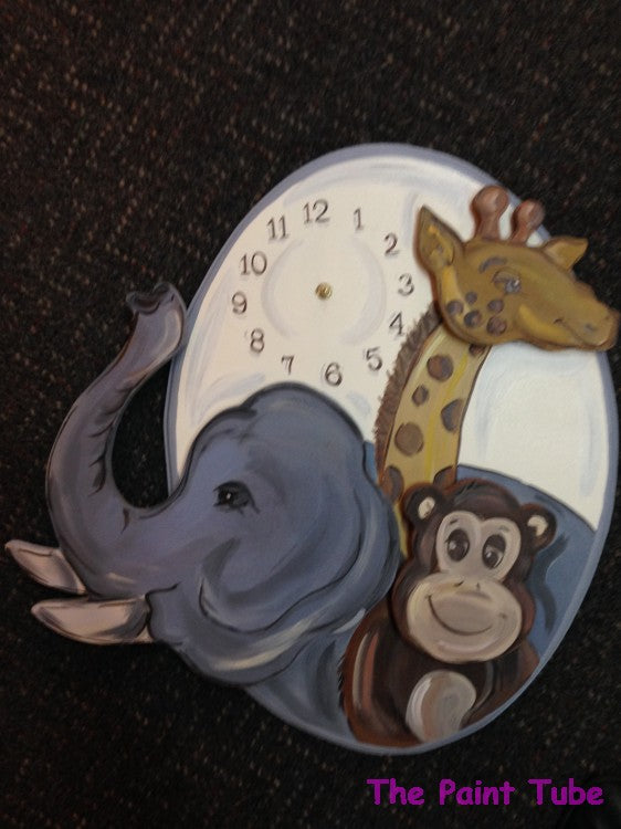 Animals Theme Oval Wall Clock