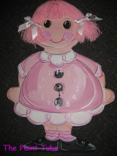 Little Girl with Yarn Hair Clock