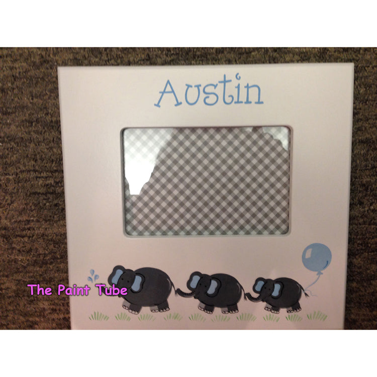 Austin Elephants Theme White Side Picture Frame