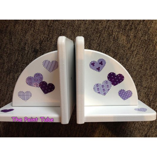 Patchwork Hearts in Purple Theme Bookends