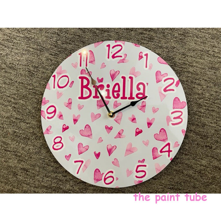 Briella Hearts Theme Personalized Wall Clock
