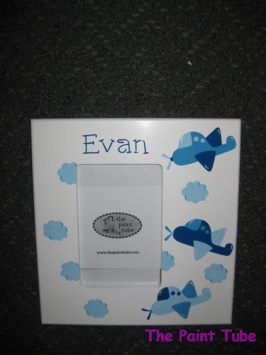 Evan Airplanes Theme on White Side Picture Frame