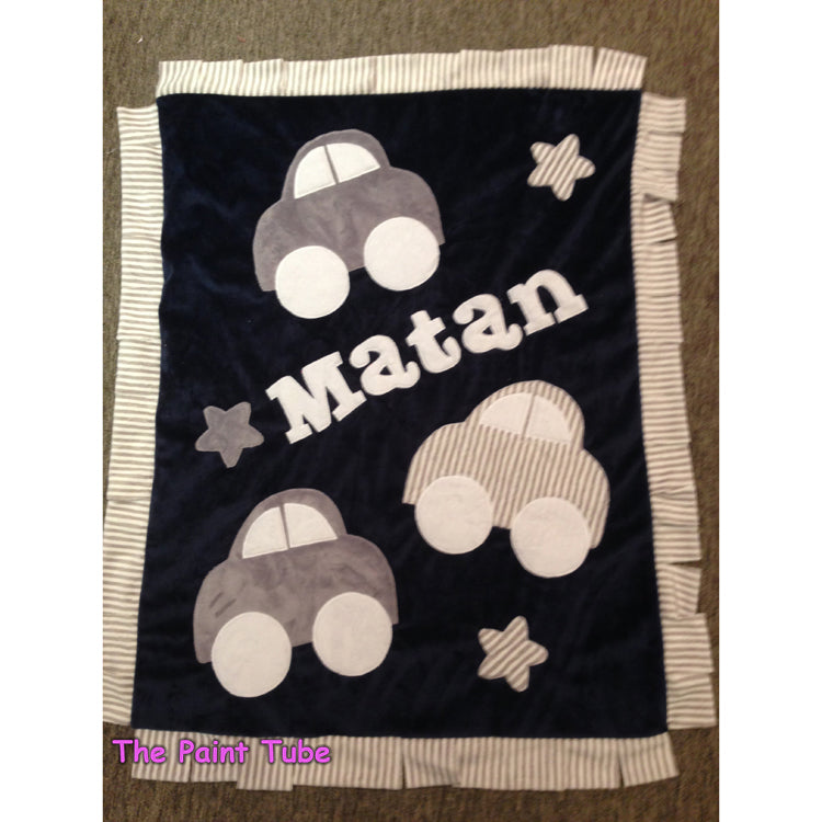 Matan Cars with Fringe Minky Blanket