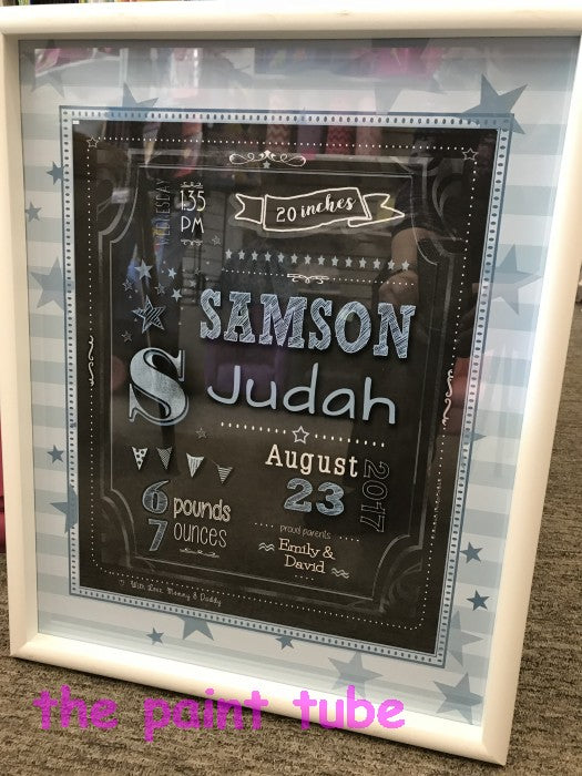 Samson Statistic Framed Birth Announcement