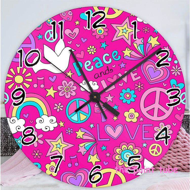 Peace,Love,Rainbow Clock