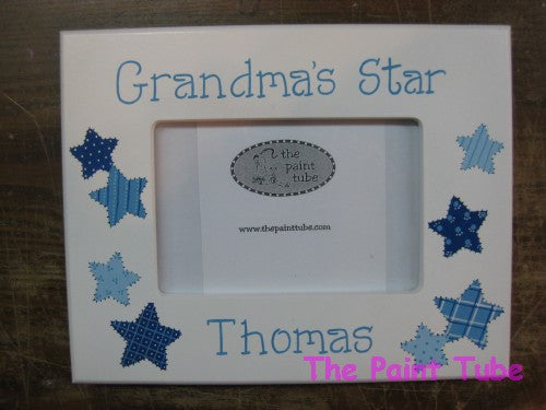 Grandma's Star Patchwork Stars Theme On White Picture Frame